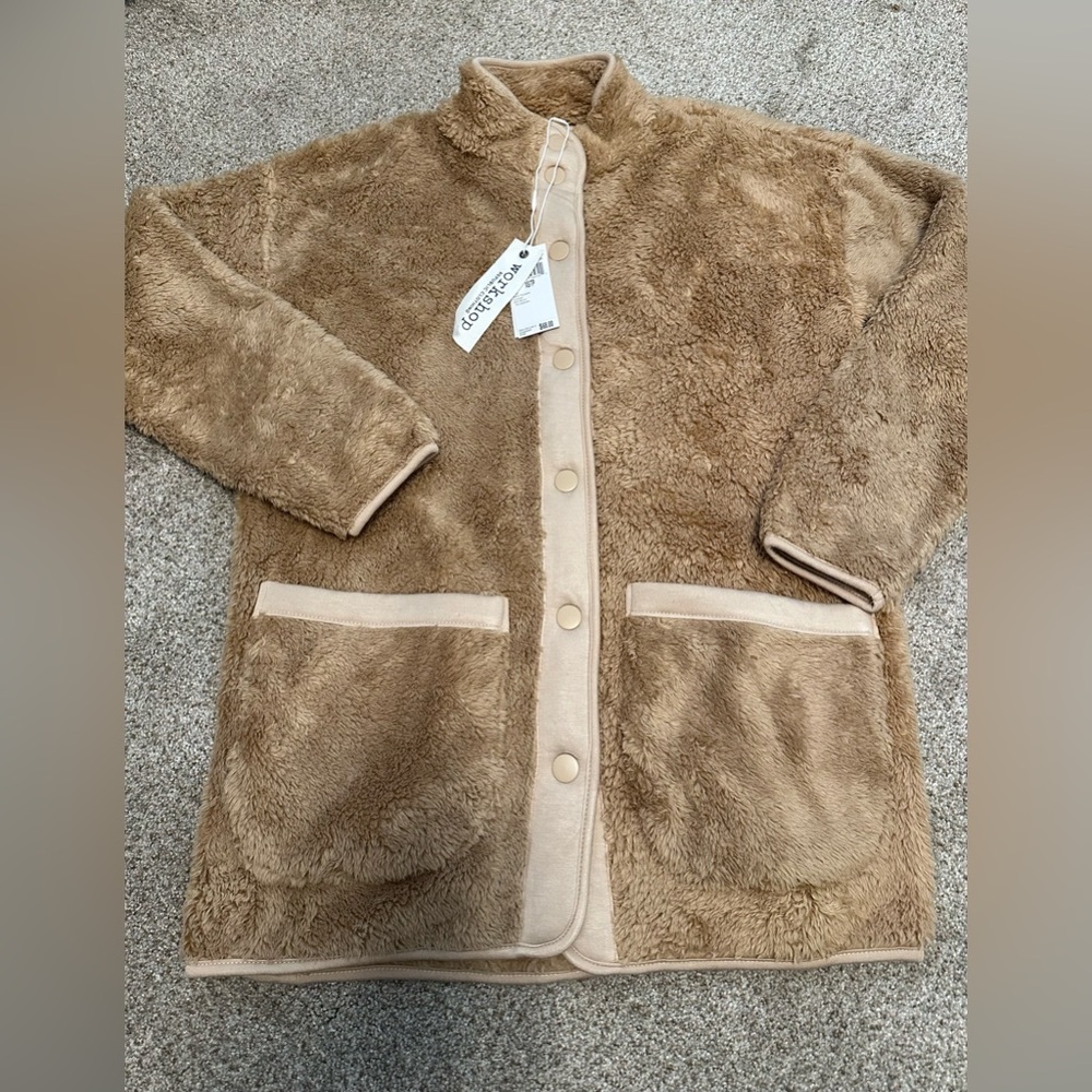 Workshop Republic Oversized Brown Teddy Jacket